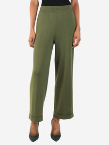 Loro Piana Green wide-leg knit trousers - size UK 6