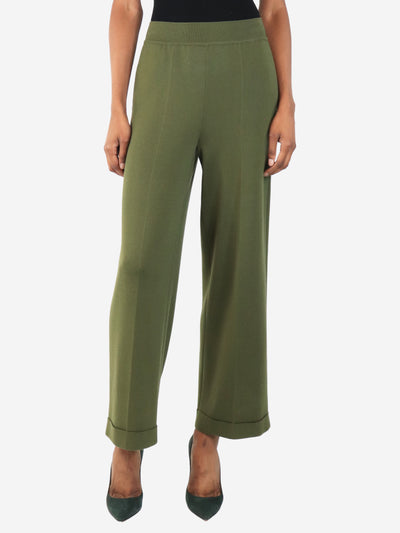 Green wide-leg knit trousers - size UK 6