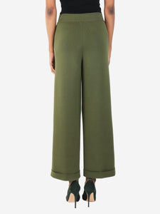 Loro Piana Green wide-leg knit trousers - size UK 6