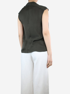 Lanvin Green sleeveless silk top - size UK 10
