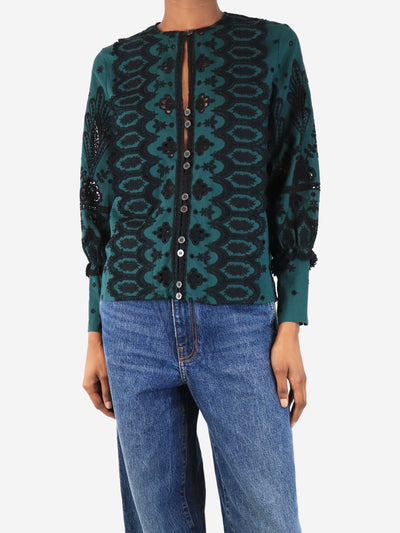 Emerald broderie blouse - size UK 4 Tops Sea New York 