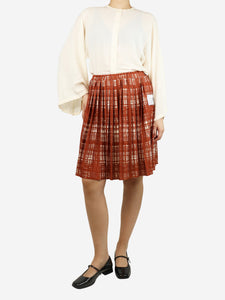 Maison Mihara Yasuhiro Brown printed pleated mini skirt - size UK 10