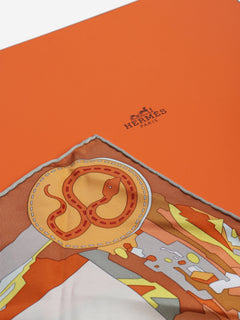 Cream and orange Carré 90 Bottes Story silk scarf Scarves Hermes 