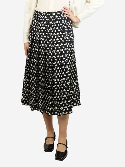 Black silk fruit-print skirt with pleats - size UK 10 Skirts Victoria Beckham 