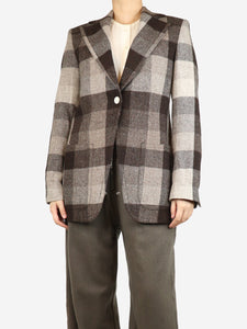 Acne Studios Brown check wool blazer - size UK 8