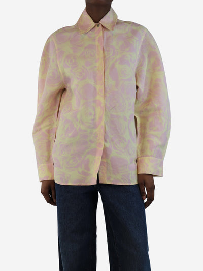 Yellow and pink floral taffeta shirt - size UK 2 Tops Burberry 