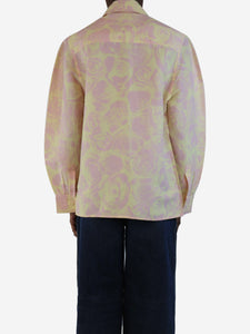 Burberry Yellow and pink floral taffeta shirt - size UK 2