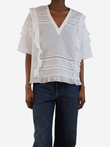 IRO White Cauland ruffle blouse - size UK 6
