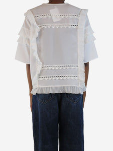 IRO White Cauland ruffle blouse - size UK 6