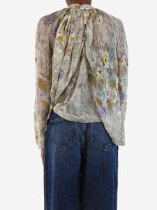 Balenciaga Neutral sheer floral blouse - size UK 6