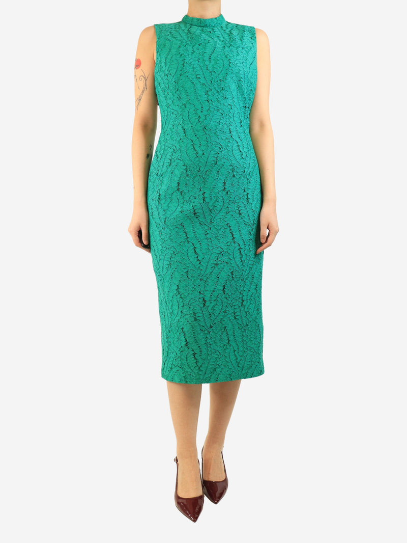 Green sleeveless lace midi dress - size UK 12 Dresses N21 