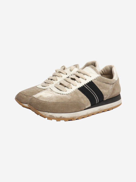 Taupe velvet and suede trainers - size EU 38 alternate image