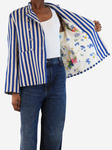 Pero Blue woven stripe jacket - size UK 10