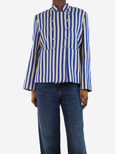 Blue woven stripe jacket - size UK 10 Coats & Jackets Pero 