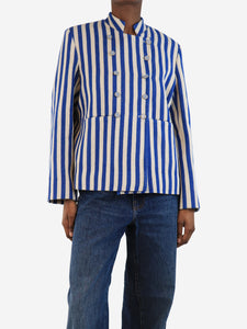 Pero Blue woven stripe jacket - size UK 10