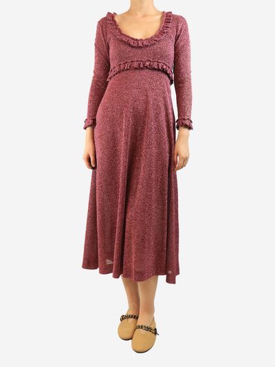 Pink lurex ruffled midi dress - size S Dresses Alexa Chung 