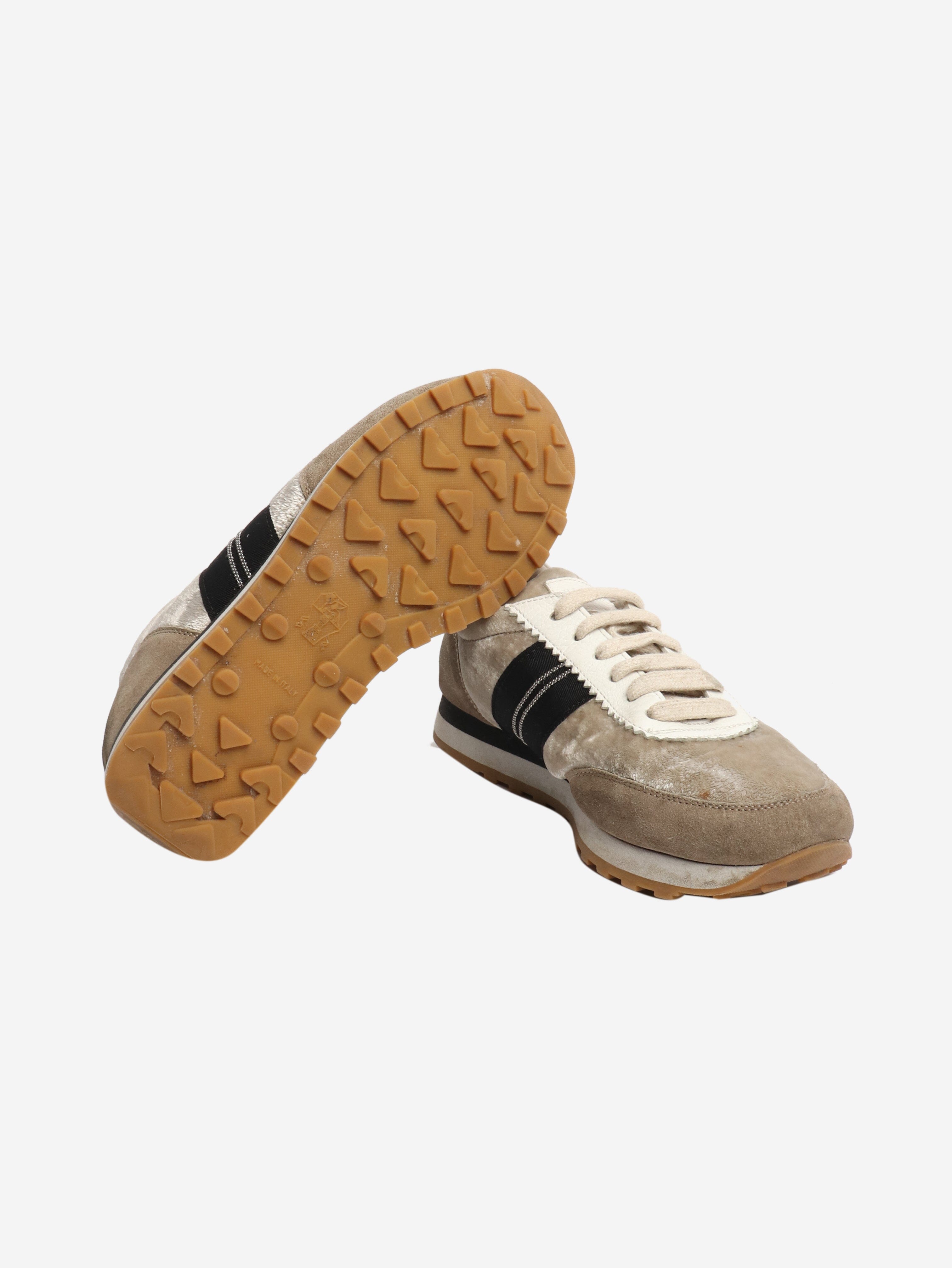 Taupe velvet and suede trainers - size EU 38 Trainers Brunello Cucinelli 