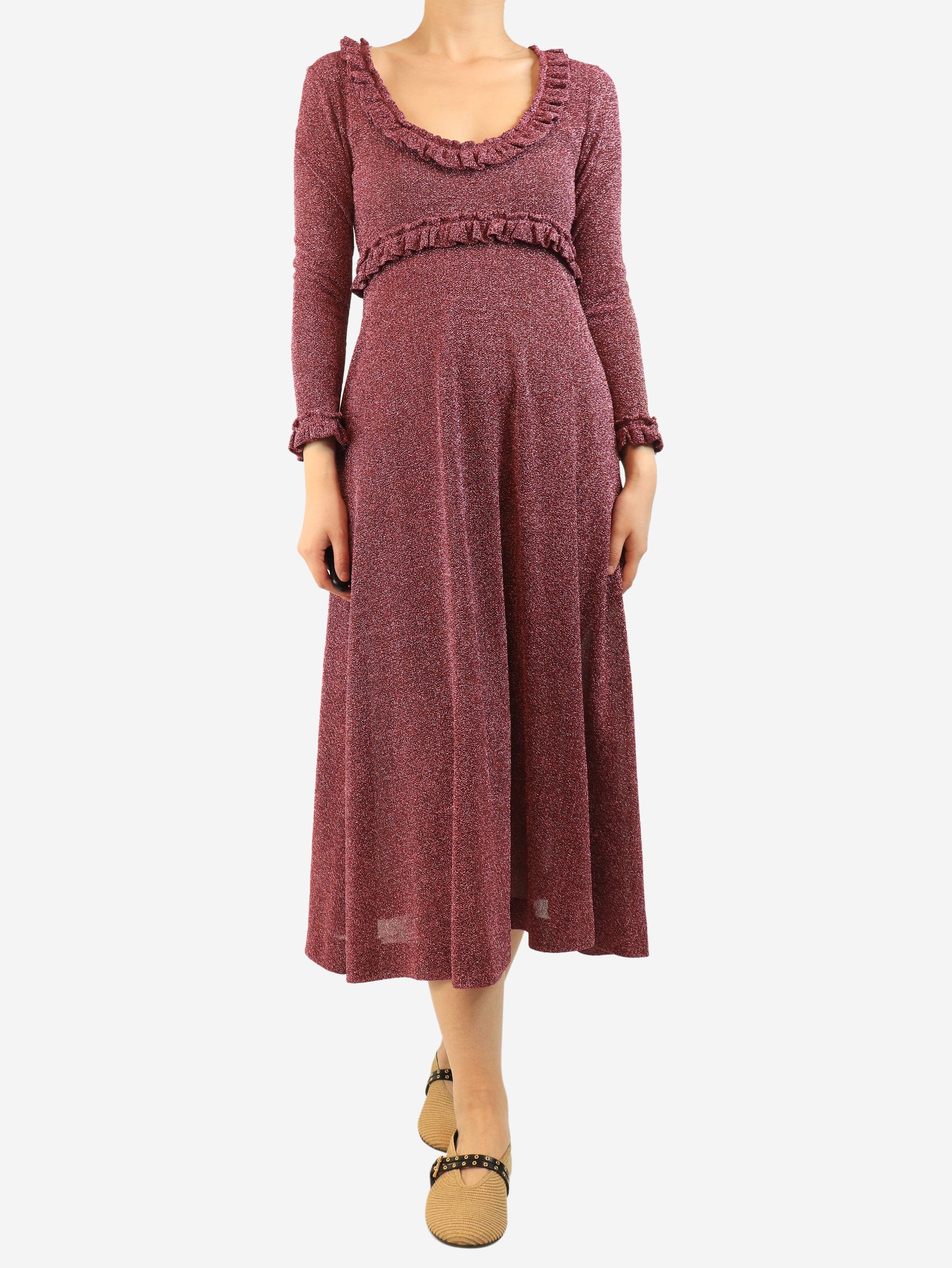 Pink lurex ruffled midi dress - size S Dresses Alexa Chung 