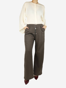 Rick Owens Brown elasticated wide-leg trousers - size UK 10