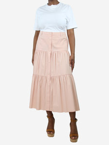 Red Valentino Salmon button-down tiered skirt - size UK 12