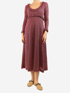 Pink lurex ruffled midi dress - size S Dresses Alexa Chung 
