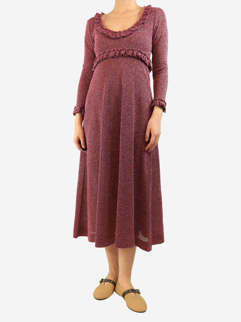 Pink lurex ruffled midi dress - size S Dresses Alexa Chung 