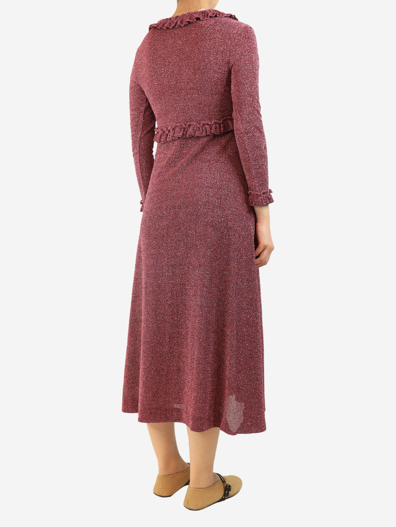 Pink lurex ruffled midi dress - size S Dresses Alexa Chung 
