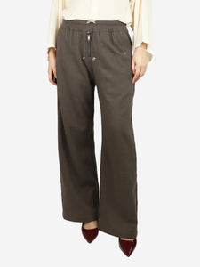 Rick Owens Brown elasticated wide-leg trousers - size UK 10