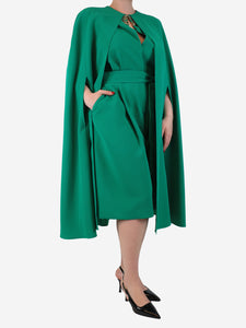 Elie Saab Jolly green crepe cape jumpsuit - size UK 12
