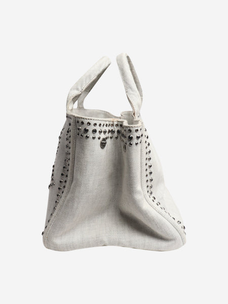 Ash grey denim bejewelled 2way tote alternate image