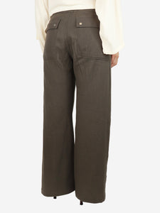 Rick Owens Brown elasticated wide-leg trousers - size UK 10