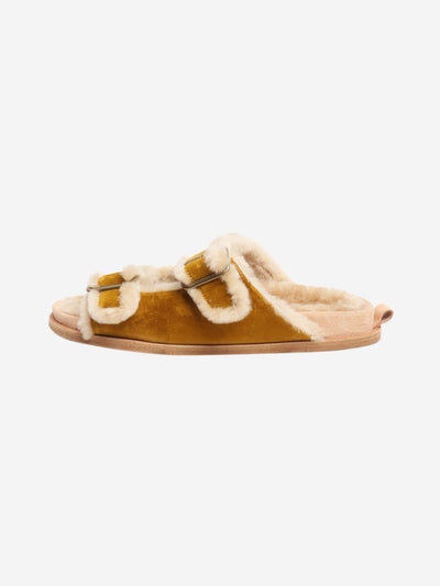 Forte Forte Yellow velvet slides - size EU 38 (UK 5) Flat Sandals Forte Forte 