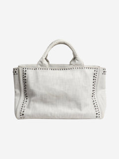 Ash grey denim bejewelled 2way tote Shoulder bags Prada 