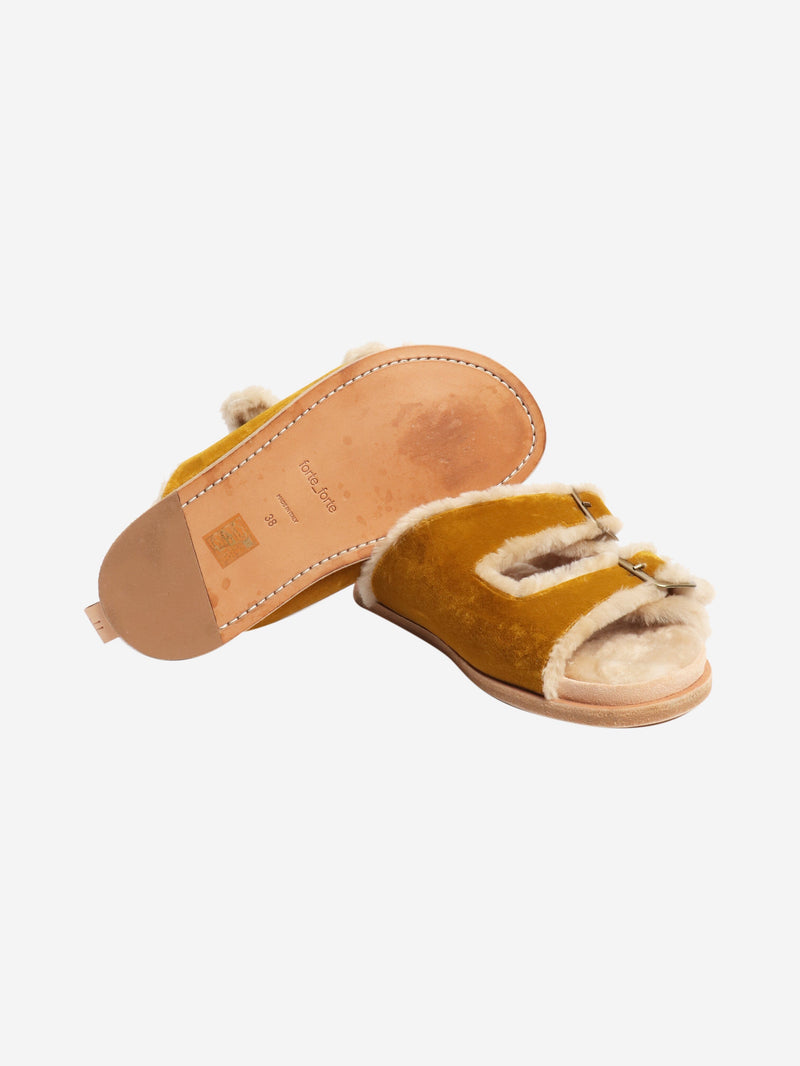 Forte Forte Yellow velvet slides - size EU 38 (UK 5) Flat Sandals Forte Forte 