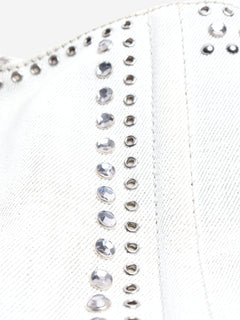 Ash grey denim bejewelled 2way tote Shoulder bags Prada 