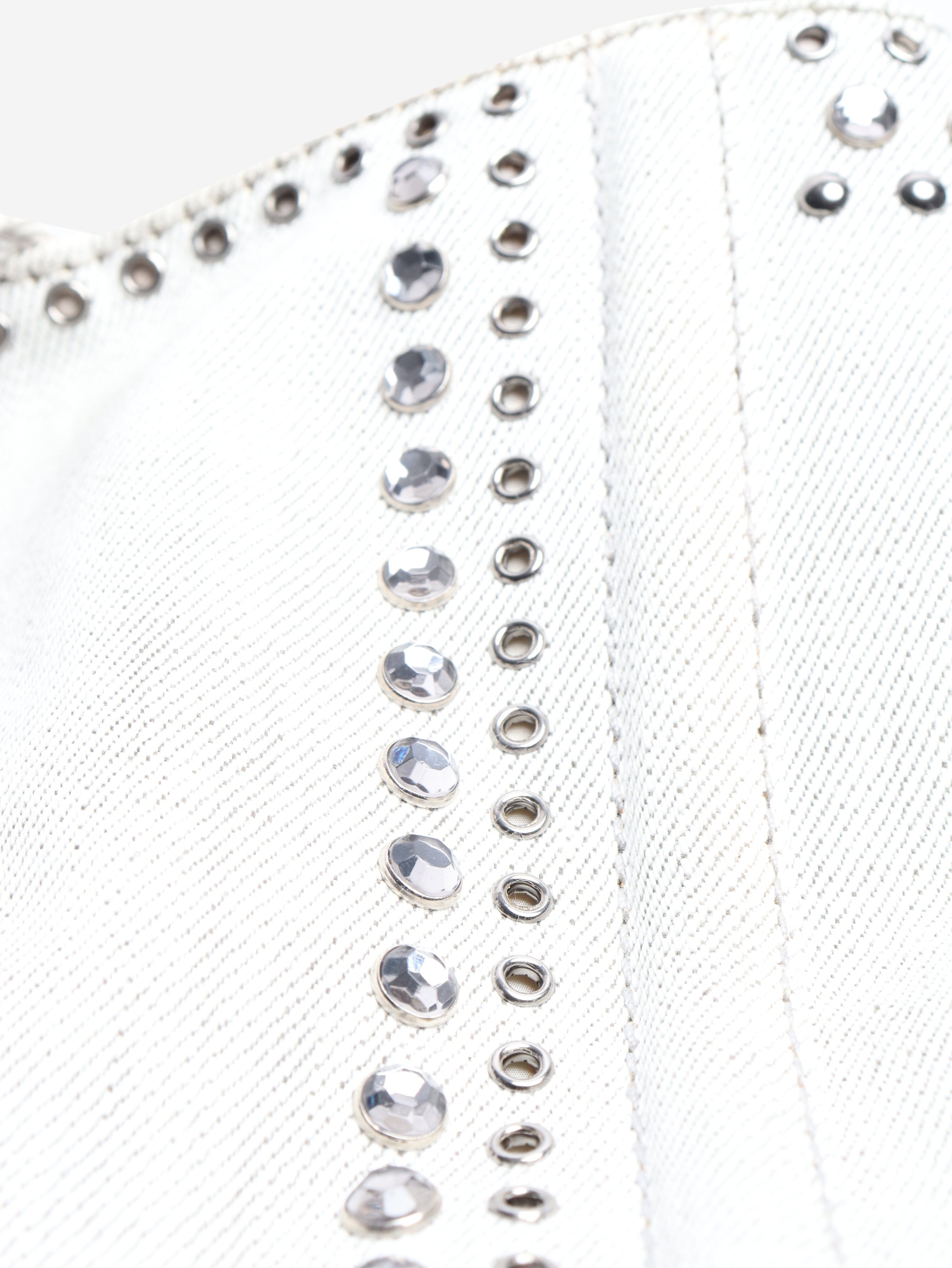 Ash grey denim bejewelled 2way tote Shoulder bags Prada 