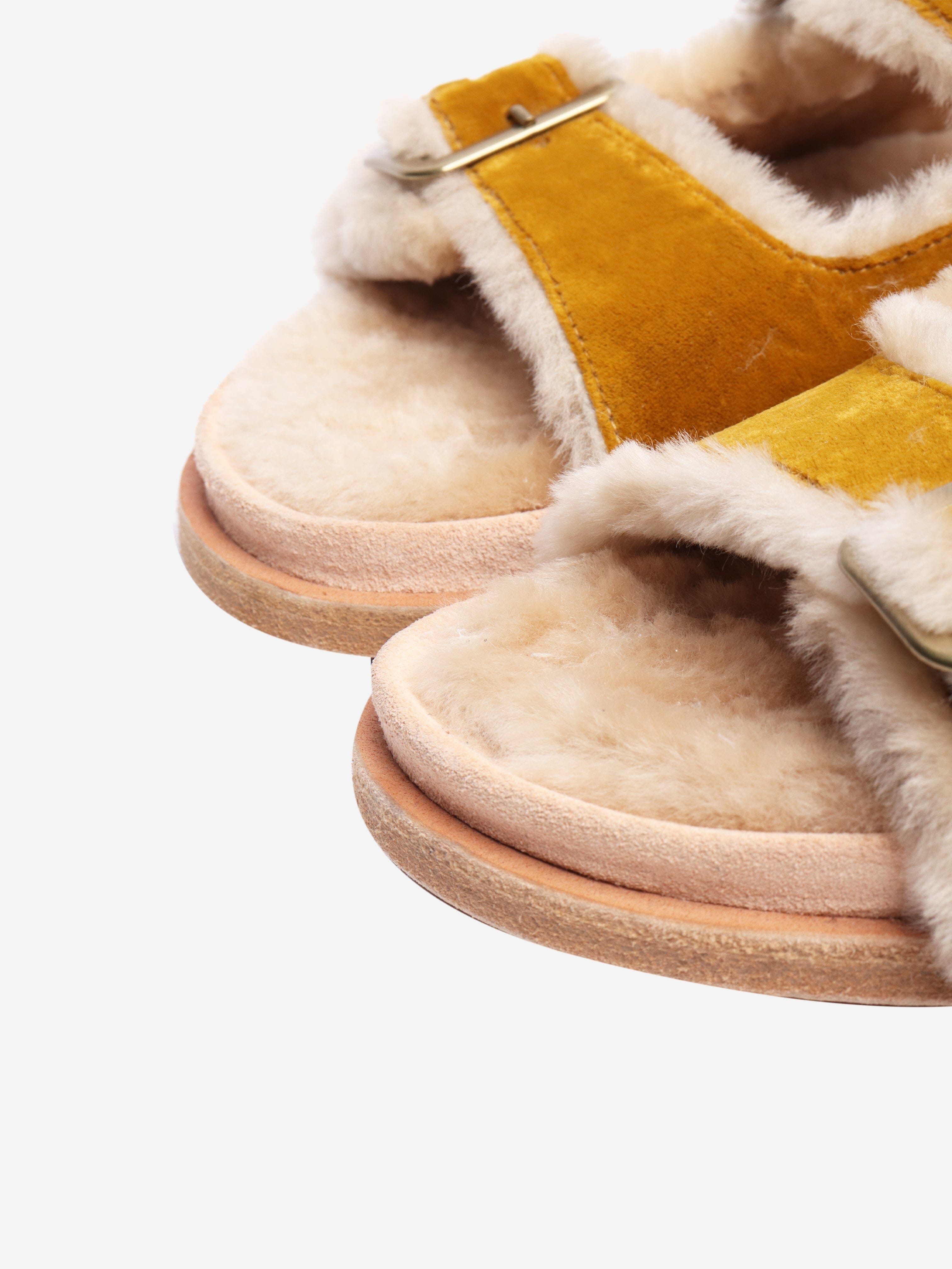 Forte Forte Yellow velvet slides - size EU 38 (UK 5) Flat Sandals Forte Forte 