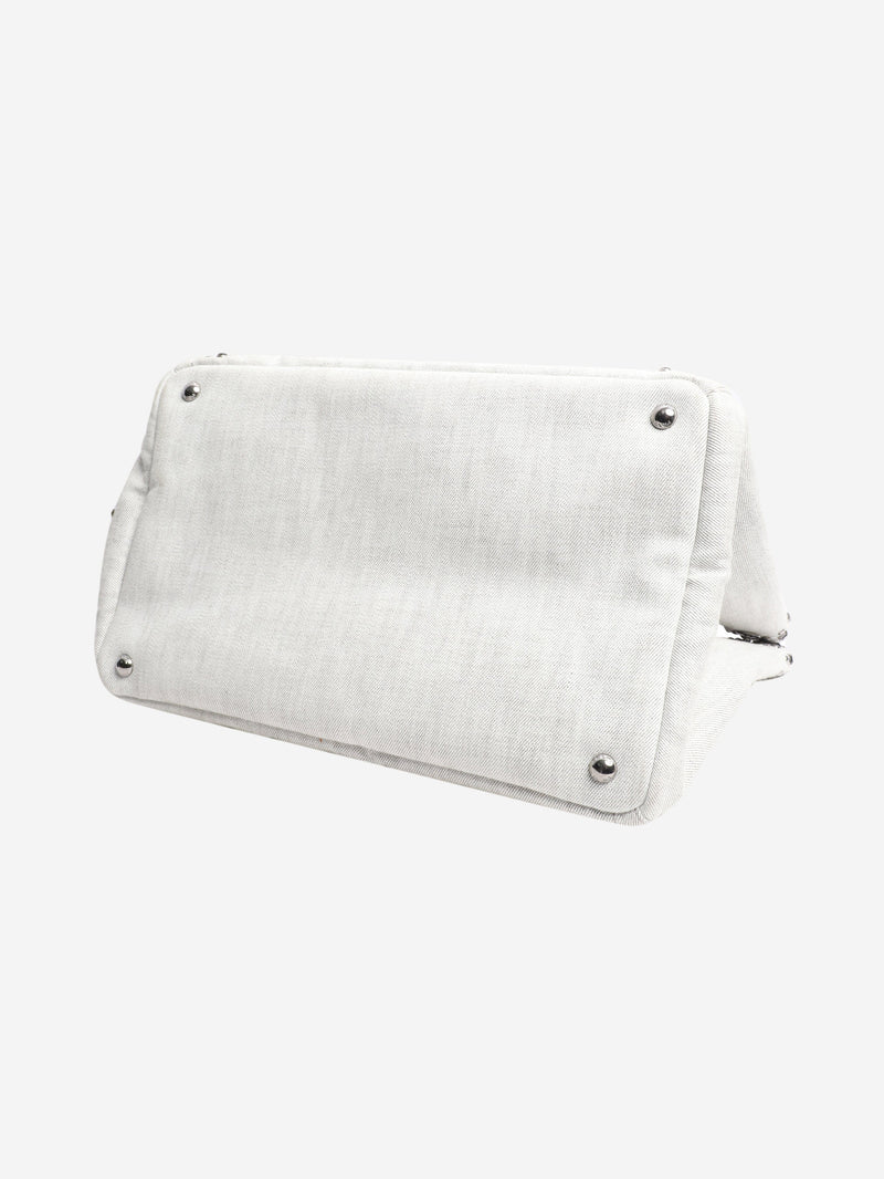 Ash grey denim bejewelled 2way tote Shoulder bags Prada 