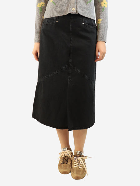 Faded black denim midi skirt - size UK 14 product image