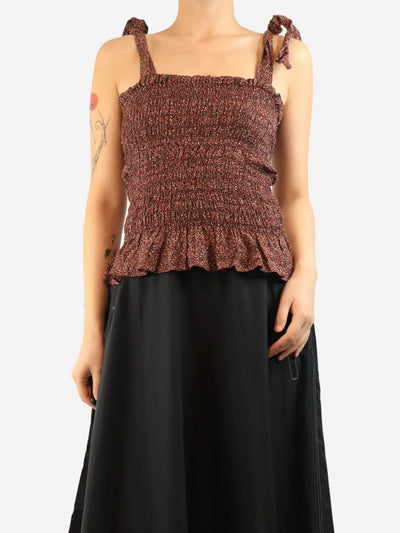 Burgundy floral shirred top - size S Tops Doen 