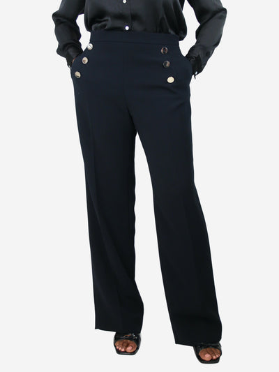 Blue button-detail trousers - size UK 16 Trousers Carolina Herrera 