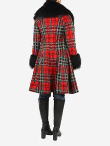 Dom & Ruby Red longline tartan coat - size UK 10