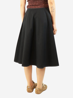 Black contrast-stitched cotton midi skirt - size UK 12 Skirts Sofie D'Hoore 