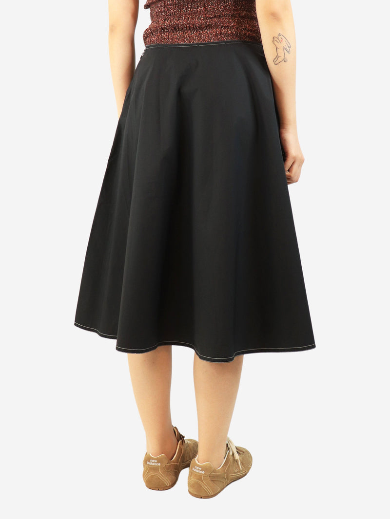 Black contrast-stitched cotton midi skirt - size UK 12 Skirts Sofie D'Hoore 