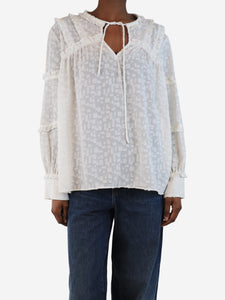 IRO Ecru textured blouse - size UK 6