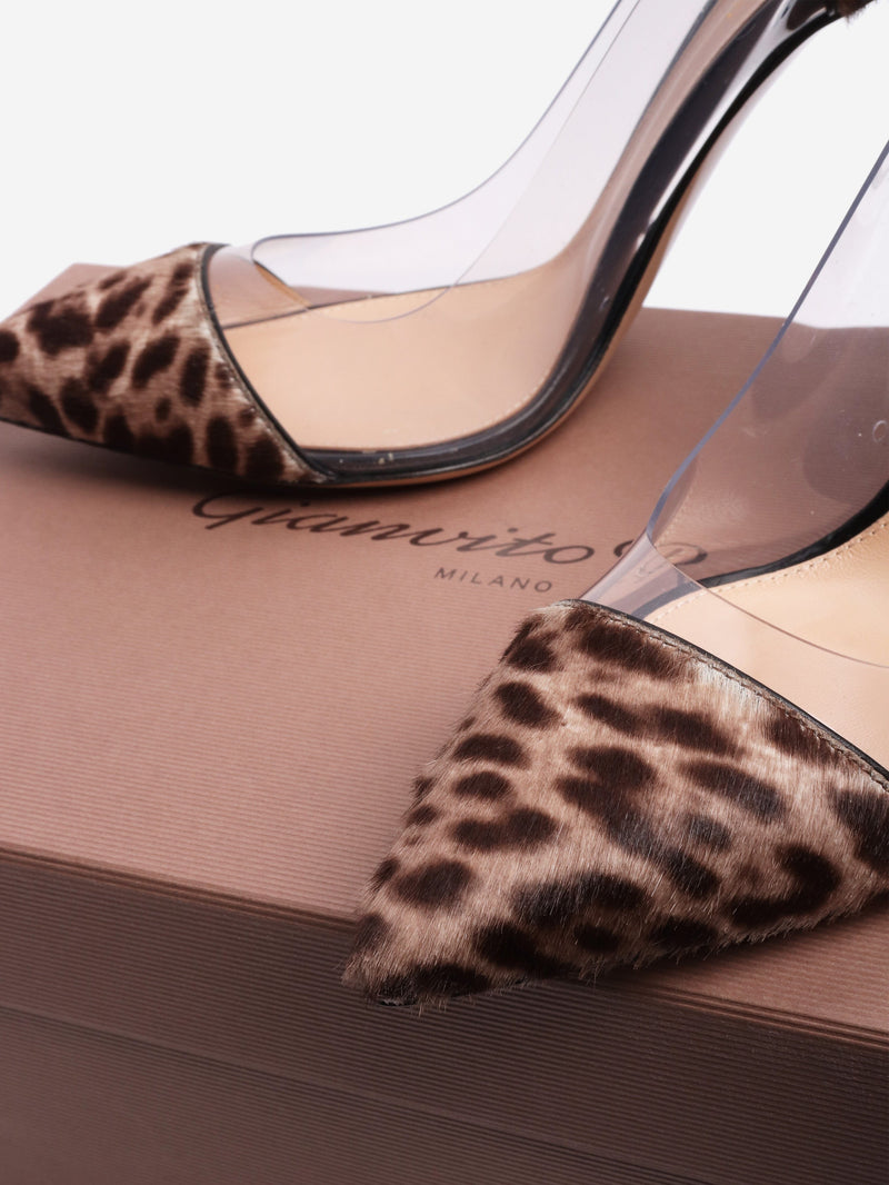 Brown pony hair leopard PVC heels - size EU 37.5 (UK 4.5) Heels Gianvito Rossi 