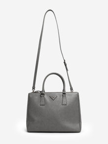 Grey Saffiano leather Galleria double zip bag Cross-body Bags Prada 