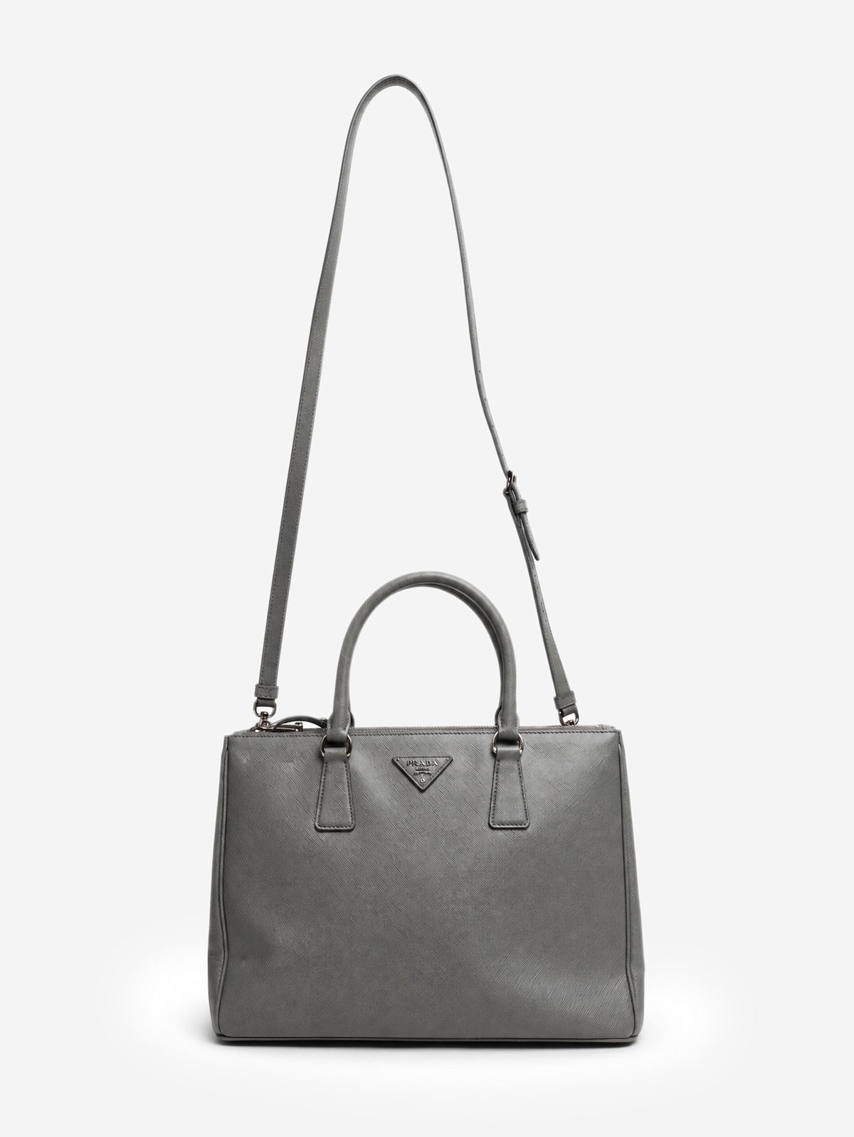 Grey Saffiano leather Galleria double zip bag Cross-body Bags Prada 