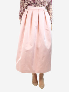 Rochas Pink pleated silk midi skirt - size UK 12