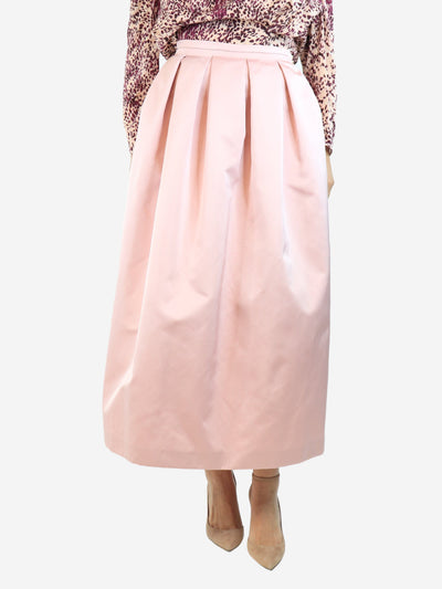 Pink pleated silk midi skirt - size UK 12 Skirts Rochas 